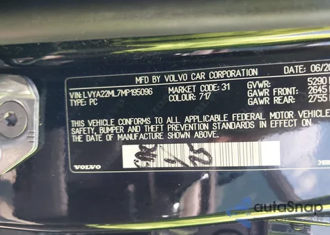 2021 Volvo S90 T6 Inscription from USA, damaged, VIN LVYA22ML7MP195096